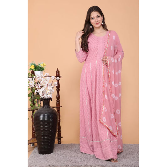 Pink Printed Rayon Palazzo Kurta