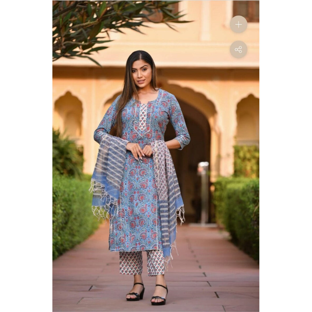 Grey Printed Silk Salwar