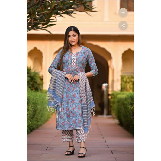 Grey Printed Silk Salwar